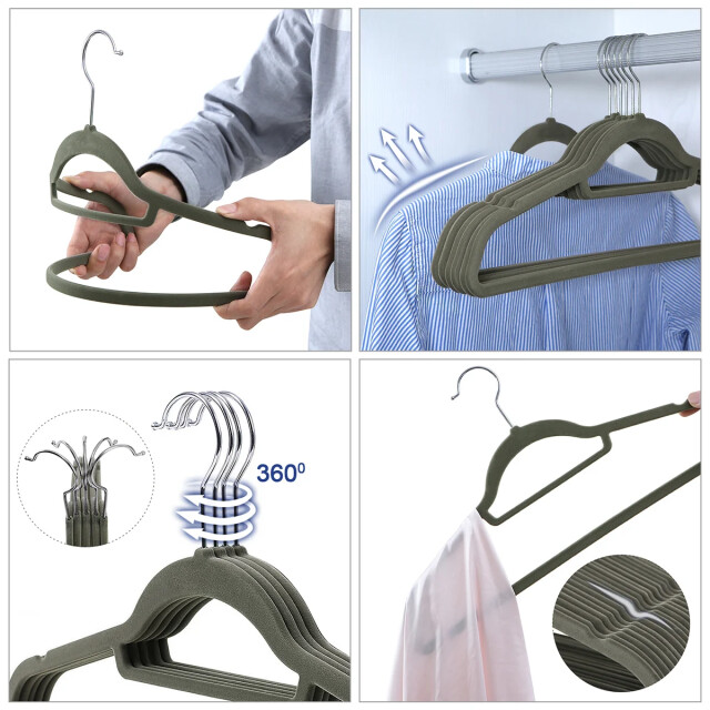 CaliCosy Set van 20 antislip fluweel hangers met draaibare haken 2929379 large