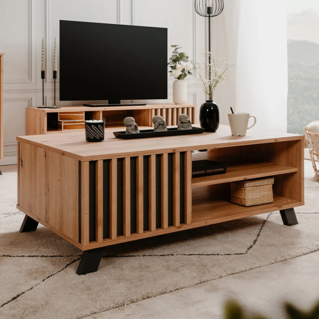 CaliCosy Salontafel 1 deur en 2 nissen decor eiken ambachtelijk l111 cm lublin 2930160 large