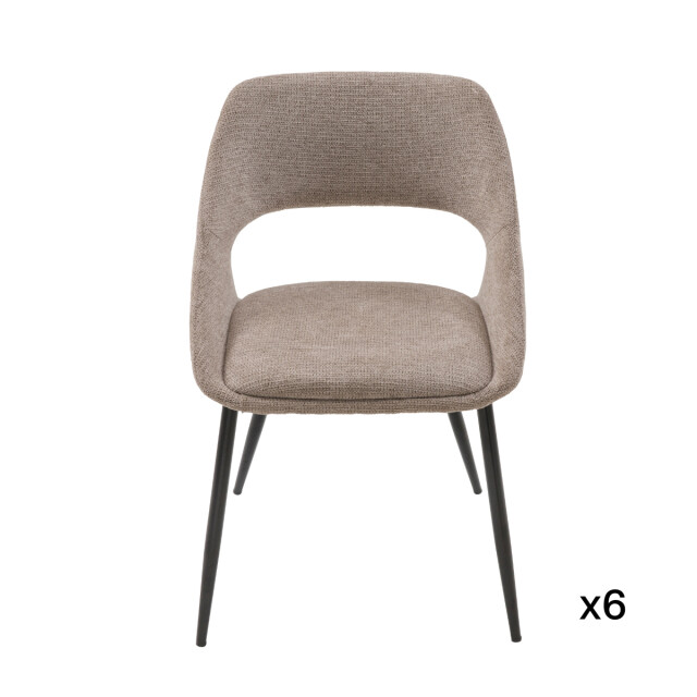 Signature Set van 6 stoelen in stof met metalen onderstel l51 cm elodie 2981044 large
