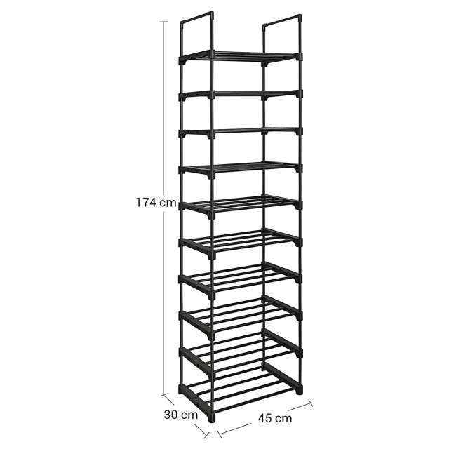 CaliCosy Schoenenrek van zwart ijzer met 10 moduleerbare niveaus l45 x h174 cm 2929400 large