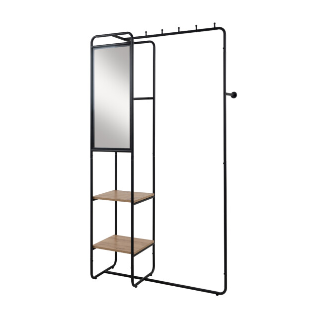 CaliCosy Kapstok van gelakt metaal met 6 haken, 2 planken en 1 spiegel h185 cm luton 3016573 large