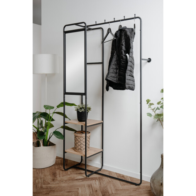CaliCosy Kapstok van gelakt metaal met 6 haken, 2 planken en 1 spiegel h185 cm luton 3016573 large