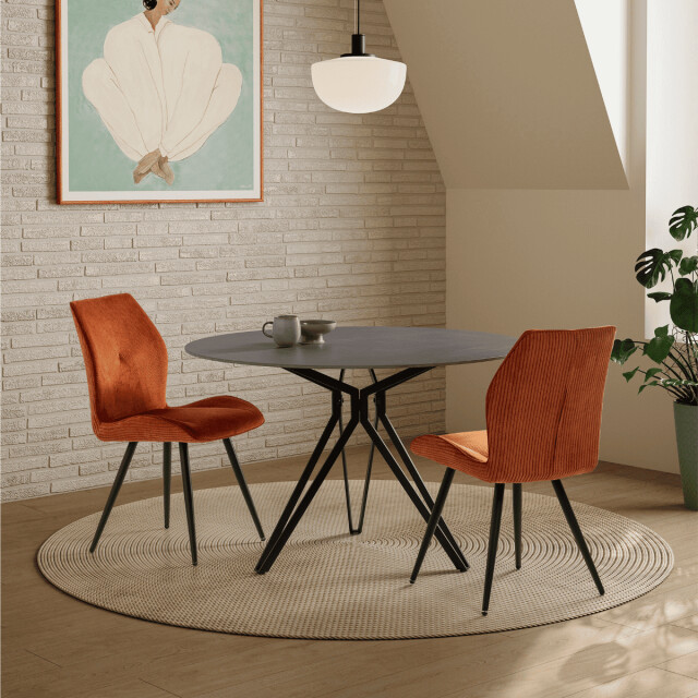 CaliCosy Set van 2 stoelen in stof met zwarte metalen poten l45 cm adaya 3078568 large