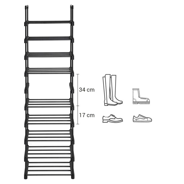 CaliCosy Schoenenrek van zwart ijzer met 10 moduleerbare niveaus l45 x h174 cm 2929400 large