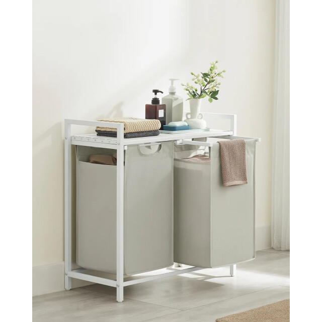 CaliCosy Wasmand met 2 uitschuifbare compartimenten lichtgrijs l71 cm 2929521 large