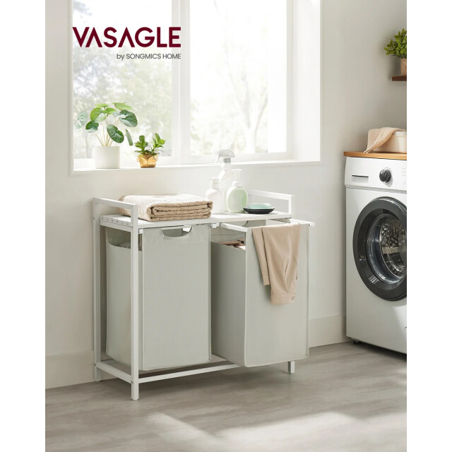 CaliCosy Wasmand met 2 uitschuifbare compartimenten lichtgrijs l71 cm 2929521 large