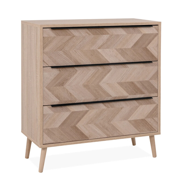 CaliCosy Ladekast 3 laden eiken sonoma en visgraatpatroon l80 cm torun 2930161 large