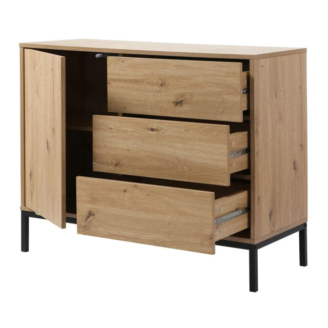 CaliCosy Commode 1 deur 3 laden eikendecor l90 x h80 cm lenny 2930240 large