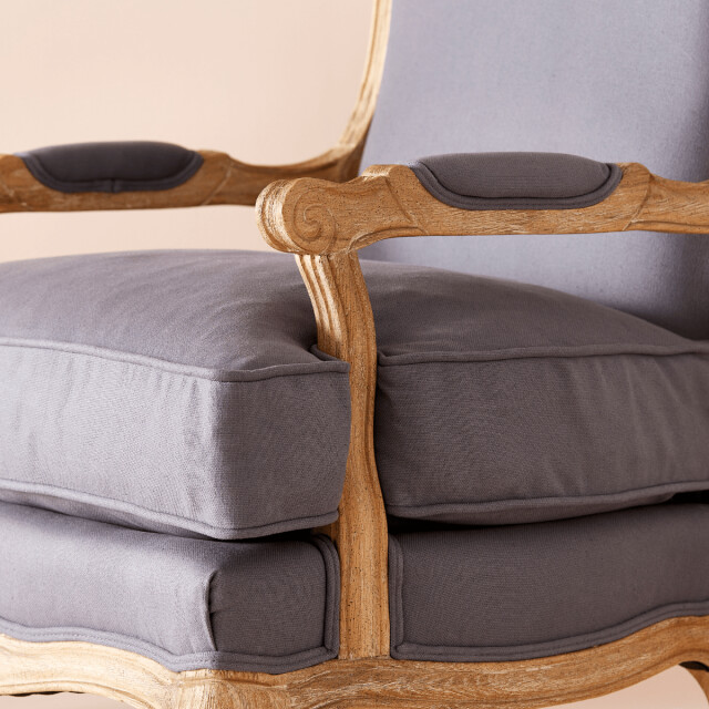 CaliCosy Fauteuil van massief eikenhout en stof l74 cm louis xv 3018354 large