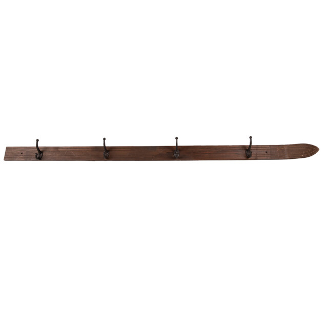 Clayre & Eef Wandkapstok 4 haken ski 170x8x12 cm hout metaal 3169109 large