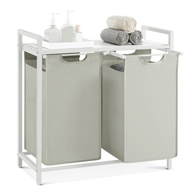 CaliCosy Wasmand met 2 uitschuifbare compartimenten lichtgrijs l71 cm 2929521 large