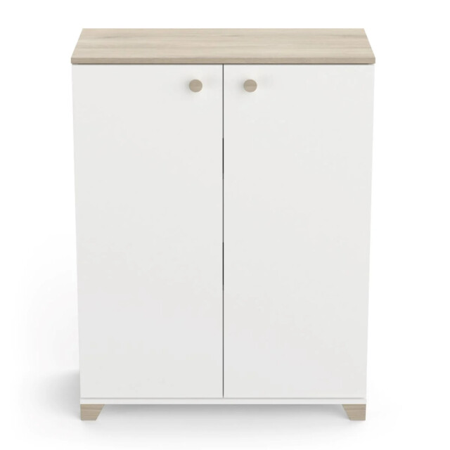 CaliCosy Kleine buffetkast met 2 openslaande deuren, eiken kronberg en wit decor l79,7 2930101 large