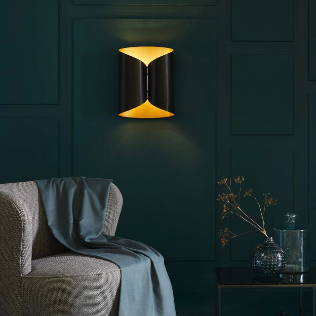 Signature Metalen wandlamp zwart papyrus 2929281 large