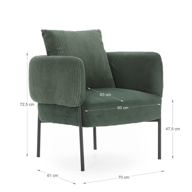 CaliCosy Fauteuil in stof met zwarte metalen poten l73 cm aruni 3078814 large
