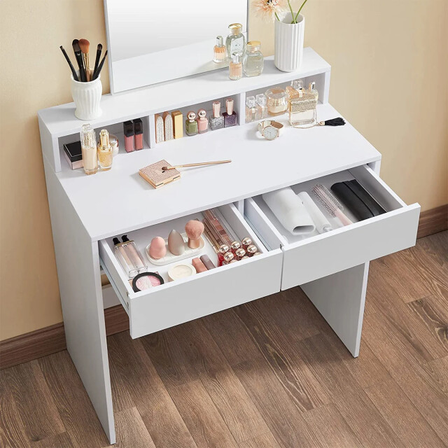 CaliCosy Kaptafel wit met 1 spiegel en 2 laden l80 x h140 cm 2930001 large