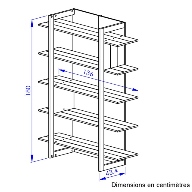 CaliCosy Industriële bibliotheek 5 planken l136 cm russel 2931901 large