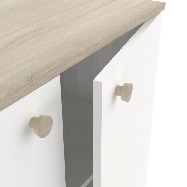 CaliCosy Kleine buffetkast met 2 openslaande deuren, eiken kronberg en wit decor l79,7 2930101 large
