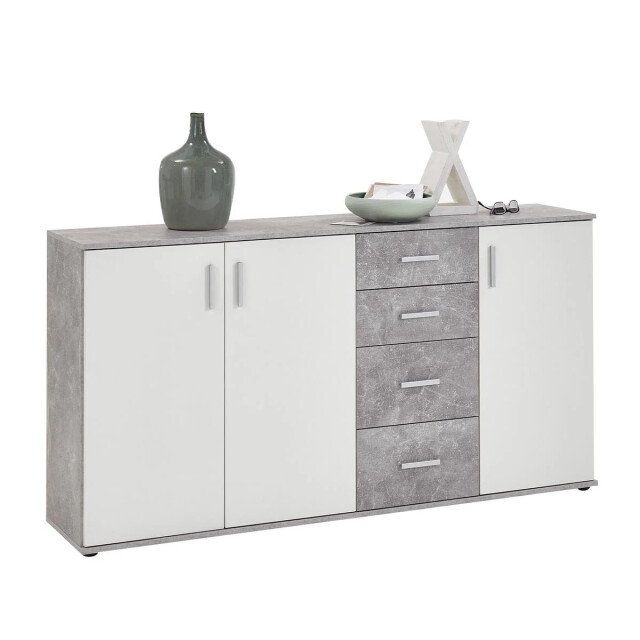 CaliCosy Buffet 3 deuren en 4 laden l160 cm beton en wit albi 2931841 large