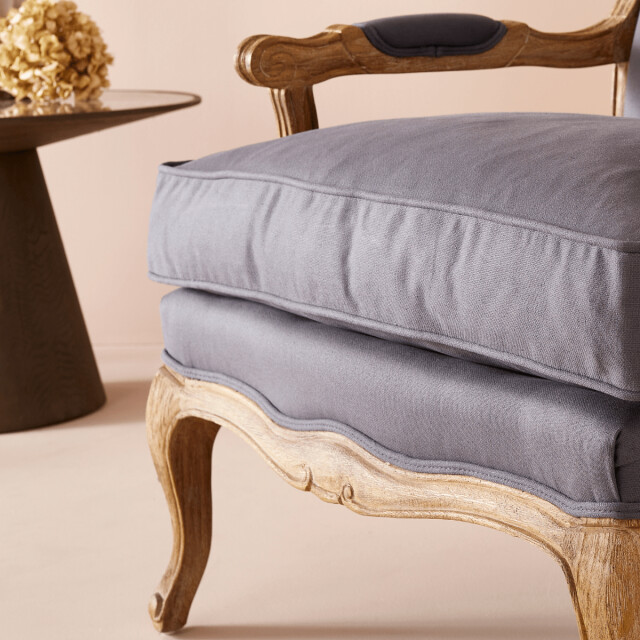 CaliCosy Fauteuil van massief eikenhout en stof l74 cm louis xv 3018354 large