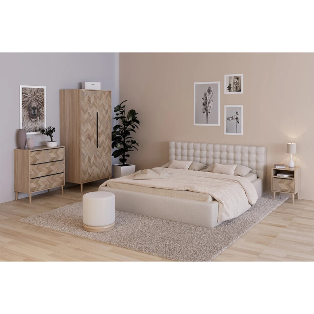 CaliCosy Ladekast 3 laden eiken sonoma en visgraatpatroon l80 cm torun 2930161 large