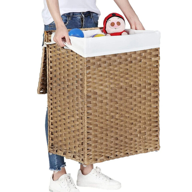 CaliCosy Wasmand met 2 handvatten en afneembare zak natuurlijke rotanimitatie 2929481 large