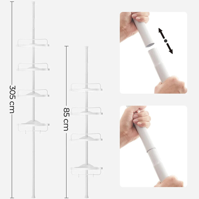 CaliCosy Verstelbare doucheplank met 4 schappen h85/305 cm 2929382 large
