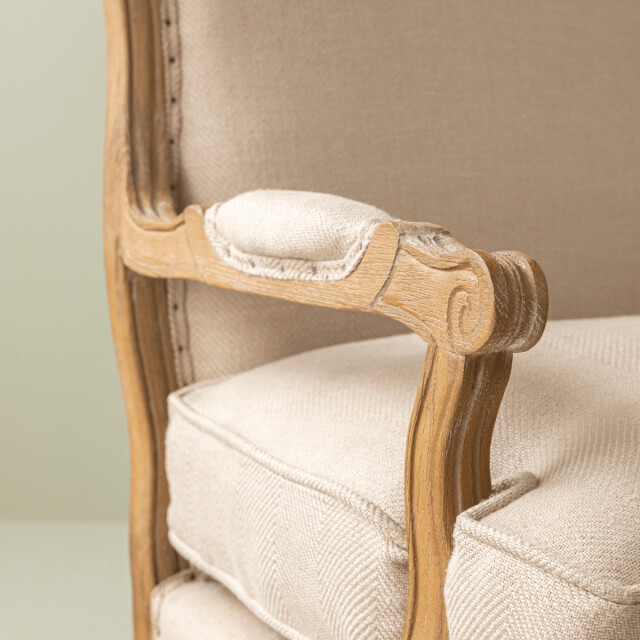 CaliCosy Fauteuil van massief eikenhout en stof l74 cm louis xv 3018355 large