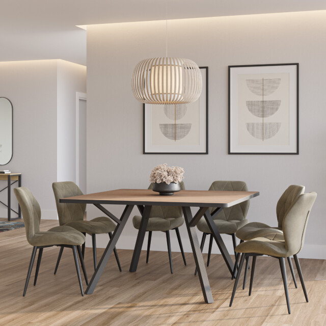 CaliCosy Set van 4 stoelen in stof met zwarte metalen poten l47,5 cm luna 3078795 large
