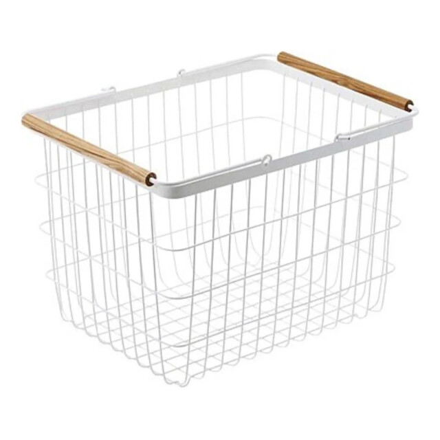 CaliCosy Wasmand wit metaal met houten handvatten h38.5cm 2929542 large