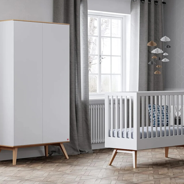 CaliCosy Kast met 2 deuren, kledingstang en 8 planken l100 x h207cm nature 2937587 large