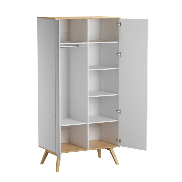 CaliCosy Kast met 2 deuren, kledingstang en 8 planken l100 x h207cm nature 2937587 large