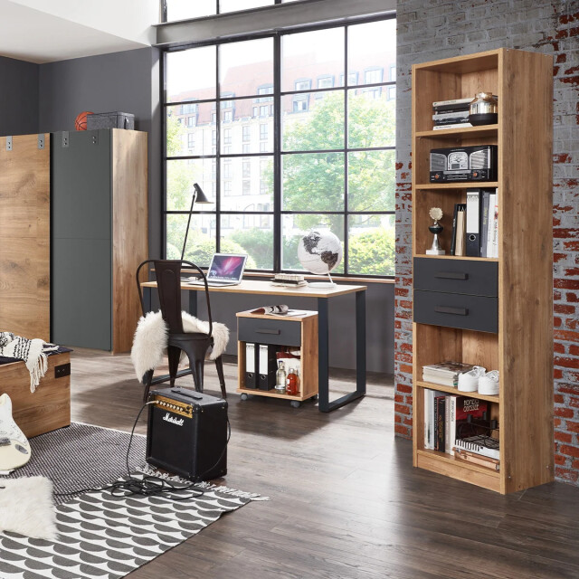 CaliCosy Bibliotheek 5 planken en 2 laden l47 cm 2930083 large