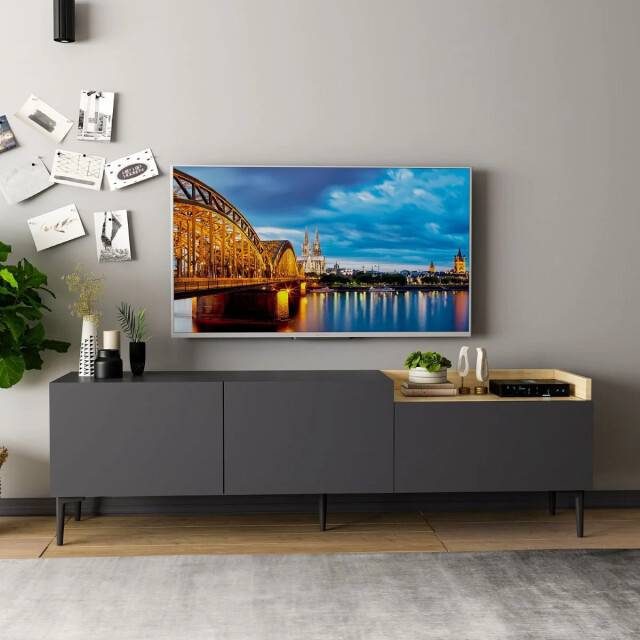 CaliCosy Tv-meubel 3 deuren antraciet grijs l160 cm mia 2930402 large