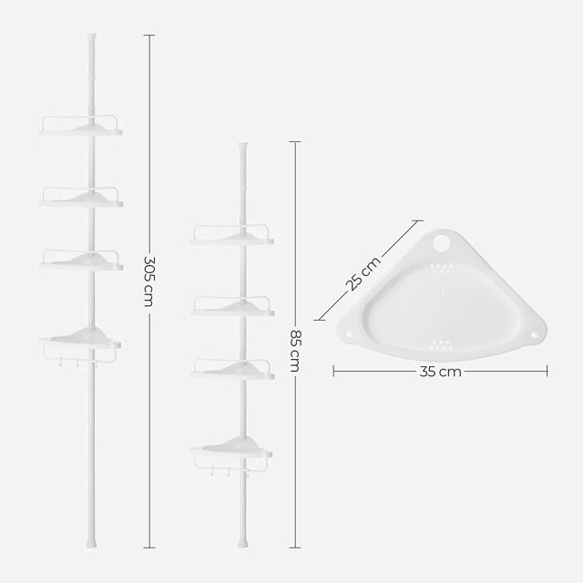 CaliCosy Verstelbare doucheplank met 4 schappen h85/305 cm 2929382 large