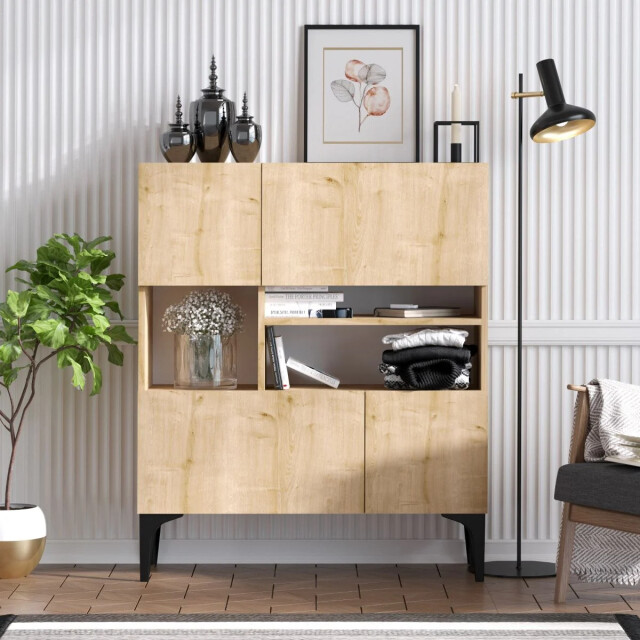 CaliCosy Buffet 3 nissen en 4 deuren eiken saffier decor h125 cm krista 2930443 large