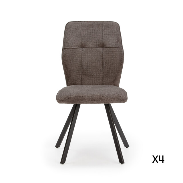 CaliCosy Set van 4 stoelen in stof met zwarte metalen poten l47 cm mery 3078755 large