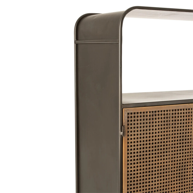 CaliCosy Hoge metalen kast met 2 deuren, 3 laden en rieten vlechtwerk 2931862 large