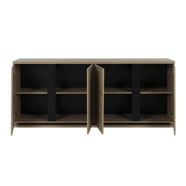 CaliCosy Buffet 4 deuren eiken en zwart decor l221 cm crack 2932023 large