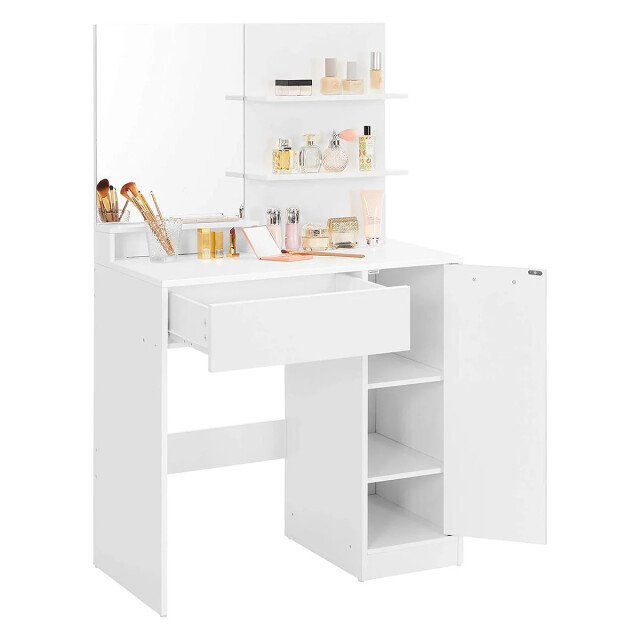 CaliCosy Kaptafel met spiegel, 1 lade, 2 planken en opbergkast l80 x h132 cm 2930002 large