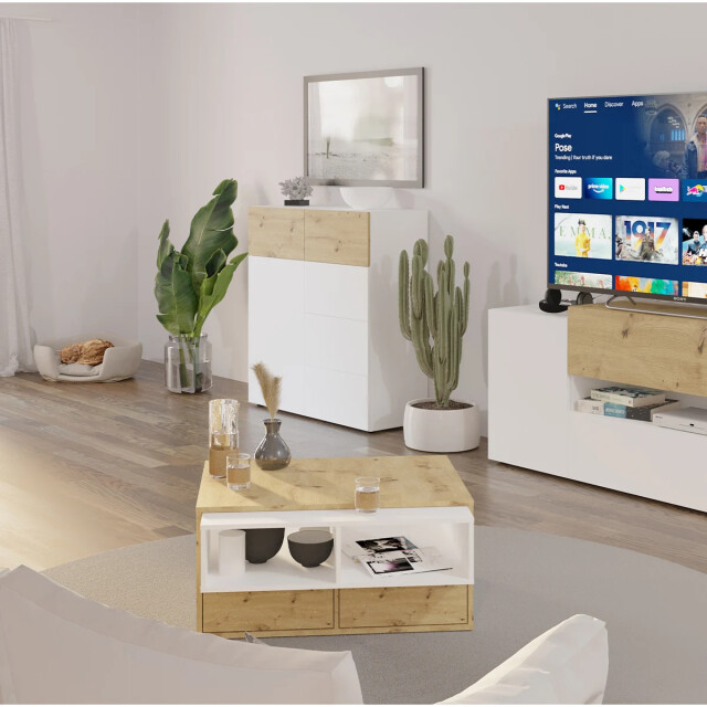CaliCosy Salontafel met 2 laden en 1 schuifelement monza l91,8 x h45 cm 2930043 large