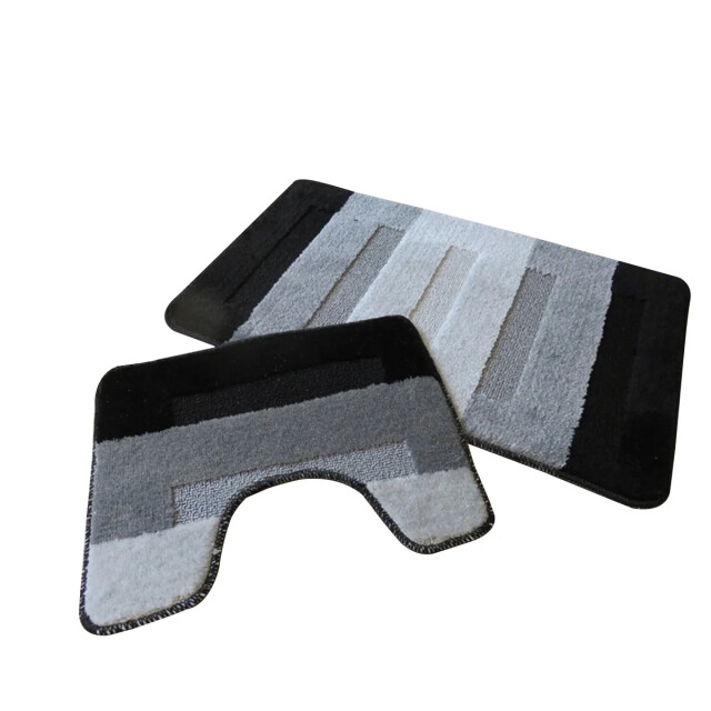 CaliCosy Zwart gestreept badkamer en toilet tapijt set 2928823 large