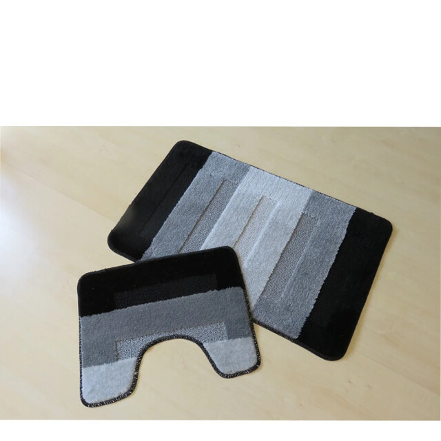 CaliCosy Zwart gestreept badkamer en toilet tapijt set 2928823 large