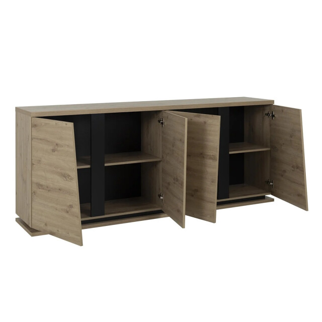 CaliCosy Buffet 4 deuren eiken en zwart decor l221 cm crack 2932023 large