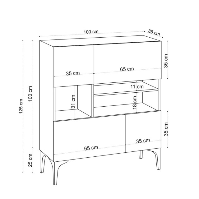 CaliCosy Buffet 3 nissen en 4 deuren eiken saffier decor h125 cm krista 2930443 large