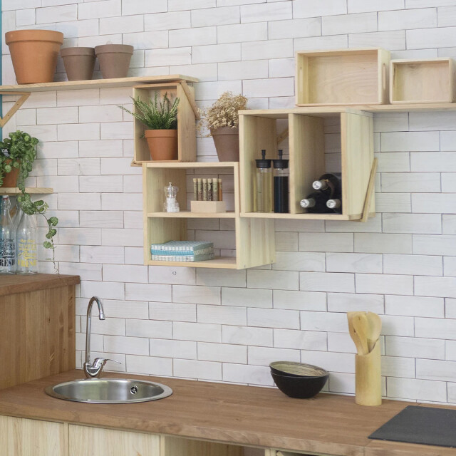 CaliCosy Kubusvormige massief grenen boekenplank met een tussenliggende plank l36,2 x 2929452 large