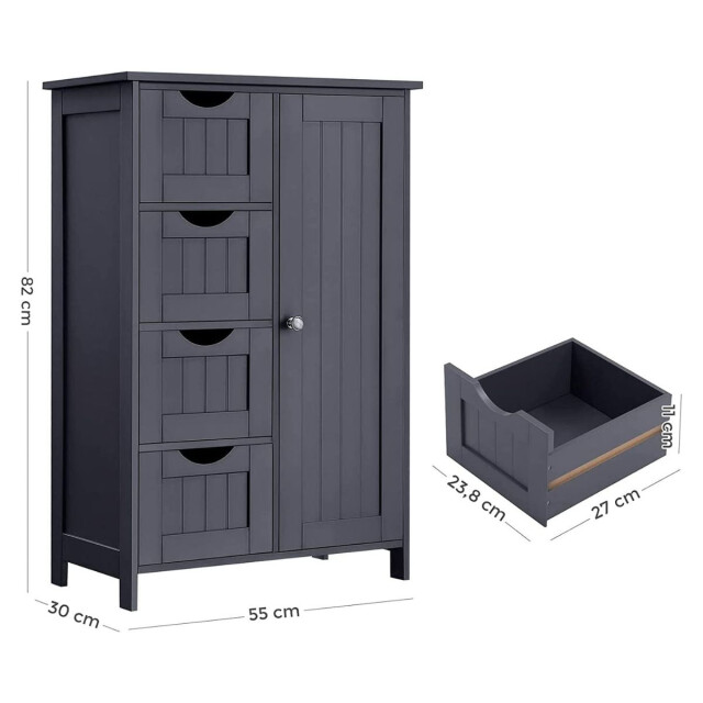 CaliCosy Kleine ladekast met 4 laden en 1 deur donkerblauw l55 cm 2930332 large