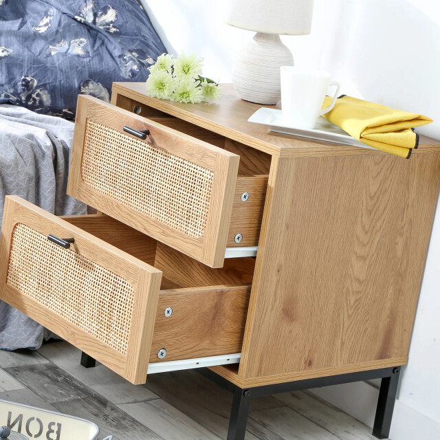 CaliCosy Nachtkastje met 2 laden en rieten kap l45 x p35 x h51cmh51cm jaya 2929852 large