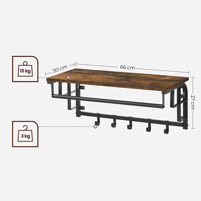 CaliCosy Wandkapstok met 5 verwijderbare haken en stang l66 cm 2931733 large
