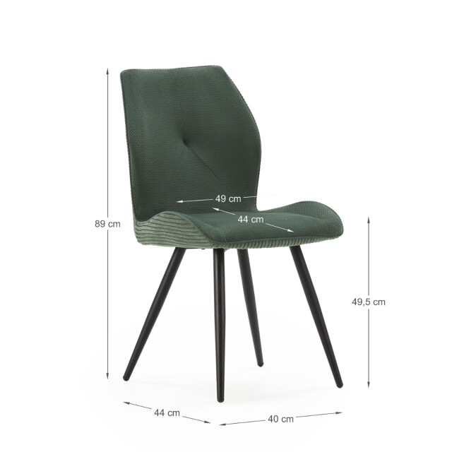 CaliCosy Set van 2 stoelen in stof met zwarte metalen poten l45 cm adaya 3078566 large