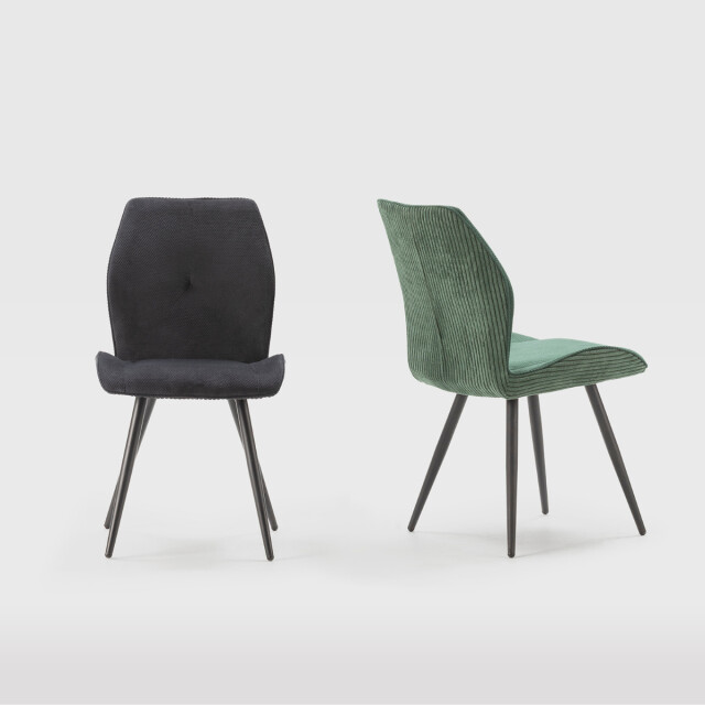 CaliCosy Set van 2 stoelen in stof met zwarte metalen poten l45 cm adaya 3078566 large